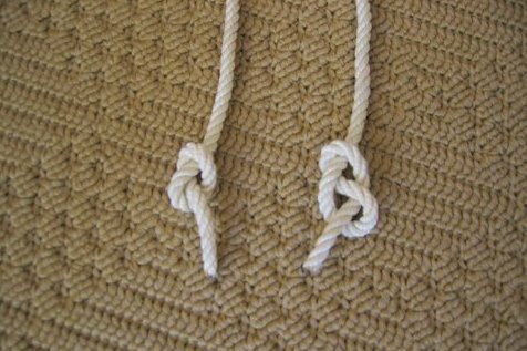 Images of both overhand and figure of eight stopper knots, tied losely for clarity