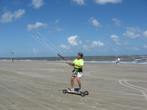 Don Leech on a land board