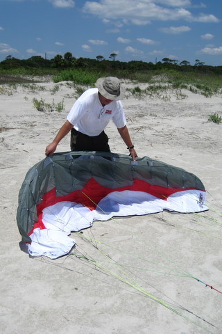 Inflating and setting kite